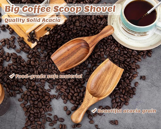 2pcs Large Wooden Coffee Scoop Shovel for Beans, Sugar, Powder - Kitchen Utensils