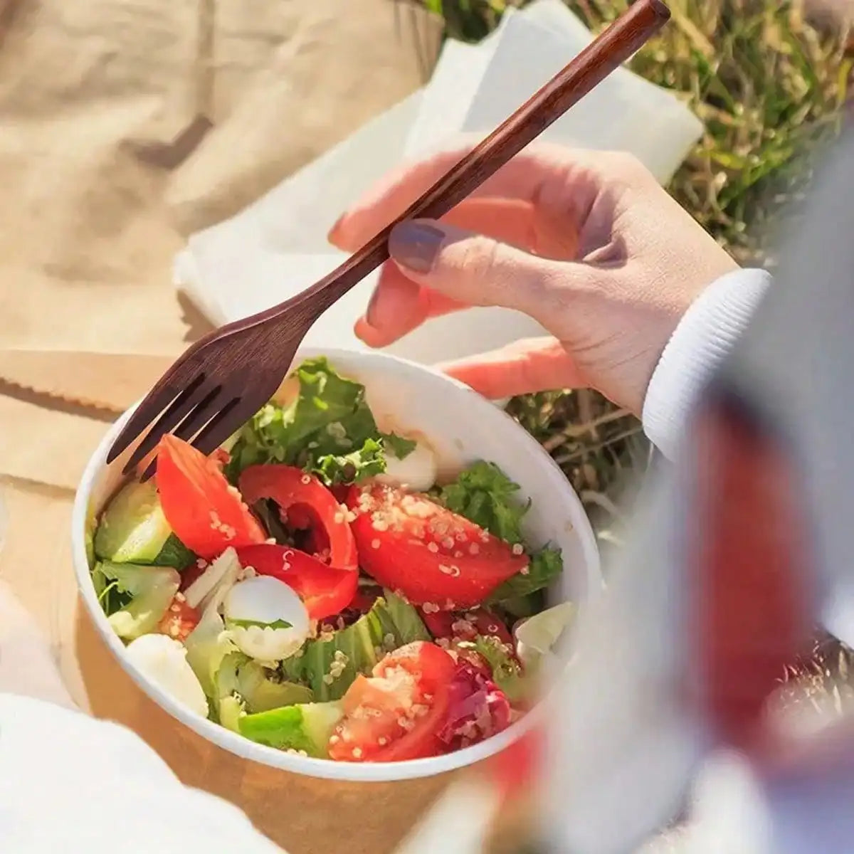 1 wooden spoon, kitchen utensil, suitable for food, desserts, soups, salads, fruits, travel wooden utensils